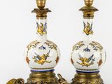 pair of 19th century french porcelain and giled brass candlesticks