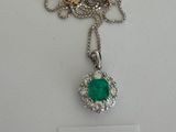 an image of a necklace with a green stone hanging from it ' s chain