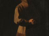un tableau représentant un moine tenant une bougie à la main