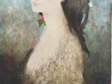 une peinture représentant une femme avec une fleur dans les cheveux