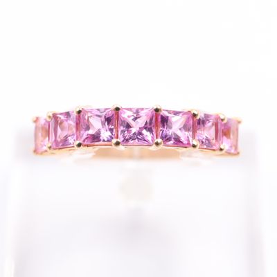 Demi-alliance en or rose 18K Orne de saphirs roses tailles …