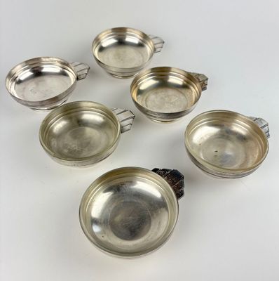 six silverplated teapots with lids and handles