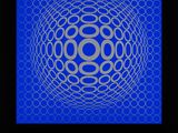 an image of a blue and white circular design on a black background