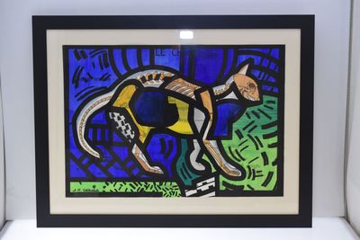 Jean-Henri CAZALA (1948-2015), "Le chat", acrylique sur affi…