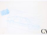 une image représentant un dessin d'une voiture roulant dans une rue