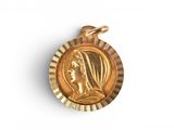 a close up of a gold medal on a white background