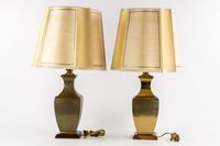 Deknudt, paire de lampes de table, bronze doré et bois, styl… (photo 6)