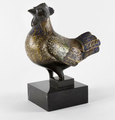 Japon, vers 1900 Coq en bronze et émaux cloisonnés polychrom…
