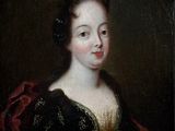 un tableau représentant une femme vêtue d'une robe noire et d'un châle rouge