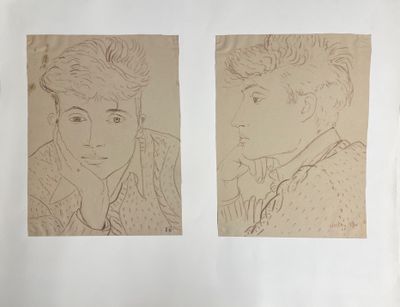 deux dessins représentant un homme et une femme sur une feuille de papier