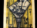 a drawing of flowers in a vase on a table