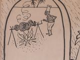drawing of a cartoon of a man and a woman in the rain