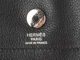 hermes paris black leather tote bag with silver hardware