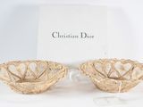 christian dior wicker bowl set of 2