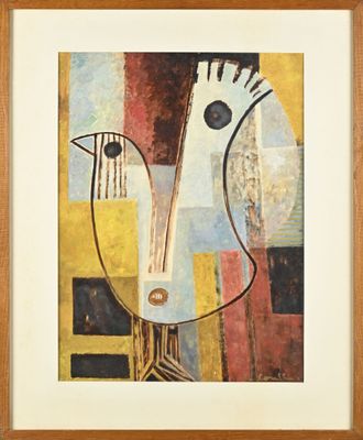 une image représentant un tableau représentant le visage d'un homme, dans un cadre en bois