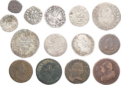 an image of a collection of old coins on a white background