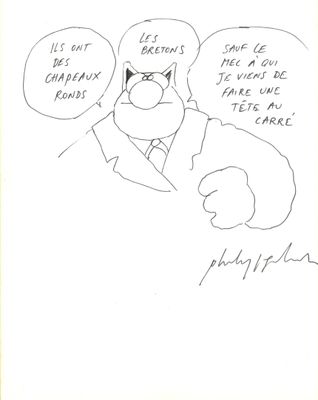 dessin représentant un homme en costume-cravate, avec une bulle au-dessus de sa tête