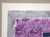 painting of a purple square with a white border on a brown background