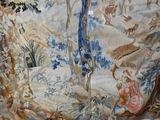a picture of a tapestry with animals and trees on it