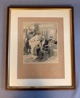 tableau représentant un homme et une femme assis à une table dans une salle à manger