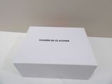 the box is white and has a black logo on it
