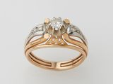 Ensemble de bagues de fiançailles bicolores en or et diamants
