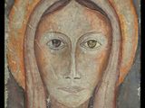 an old painting of a woman with a halo on her head