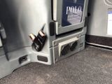 a small television in the back of a car