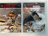 two covers of comic books on a white surface