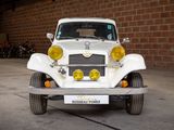 a white car that is parked in a garage
