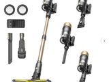 a close up of four different types of vacuum cleaners on a white background
