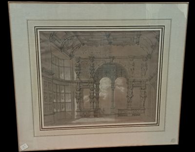 Ecole Française (XIXème) "Etude d'intérieur de monument", de…