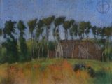 un tableau représentant des vaches paissant dans un champ bordé d'arbres