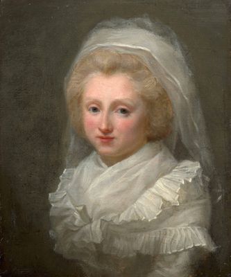 portrait d'une jeune fille en robe blanche avec un voile