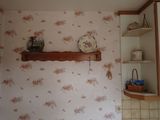 a shelf that has a plate on it in a kitchen