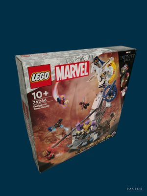 une boîte de Lego posée sur un fond bleu