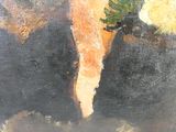 a painting of a plant growing out of a crack in the ground