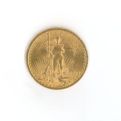 an image of a gold coin on a white surface