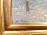 a picture of a painting of a man standing on a beach