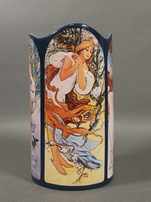 an image of a vase with a painting of a woman on it