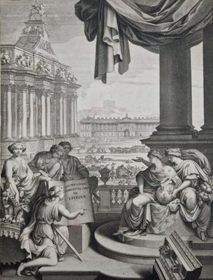 un dessin en noir et blanc représentant un groupe de personnes rassemblées autour d'une statue