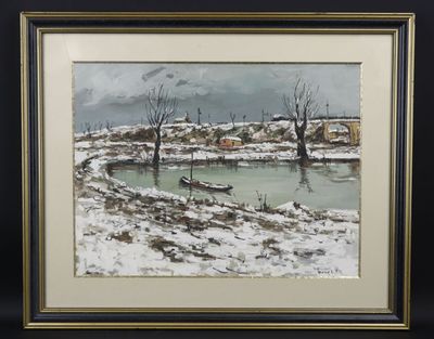 Robert LP LAVOINE (1916-1999): "Paysage de neige à Auxerre",…