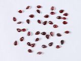 a bunch of red garnets on a white surface