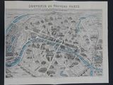 an old map of a city with a river running through it