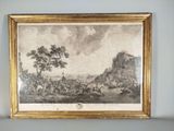 une vieille photo d'un tableau accroché au mur d'une pièce