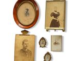 a picture of a woman in a dress and a picture of a man in a hat