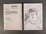 a drawing of a man with a hat on a book