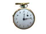 une montre de poche en or avec un cadran blanc sur fond blanc
