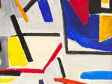peinture représentant des formes et des couleurs abstraites sur fond blanc