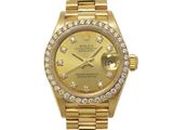 rolex lady ' s 18k yellow gold diamond watch